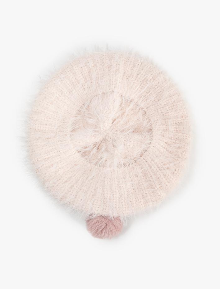 Kız Çocuk Pelüş Ressam Şapka Ponpon Detaylı