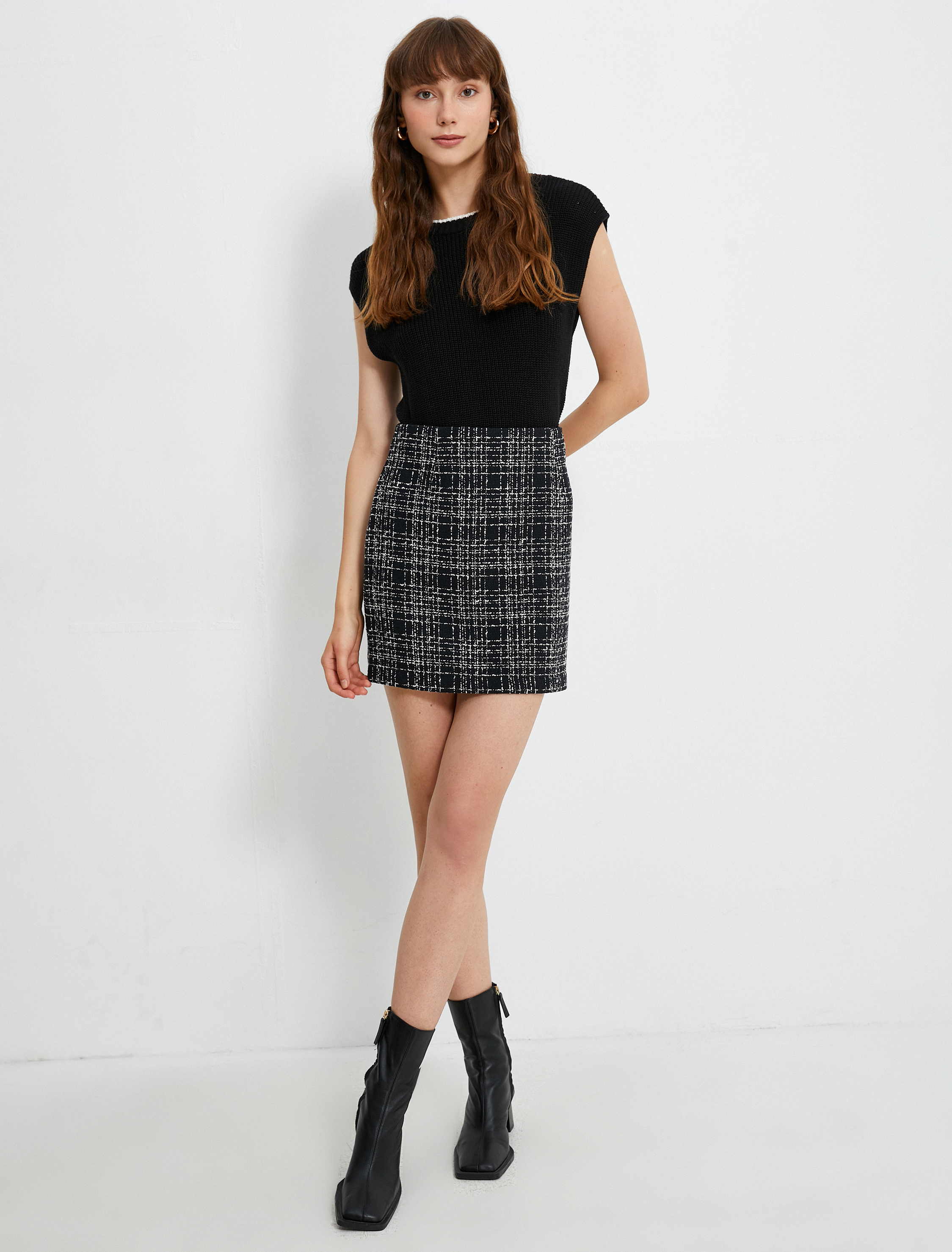   Mini Tüvit Etek Normal Bel Fermuarlı