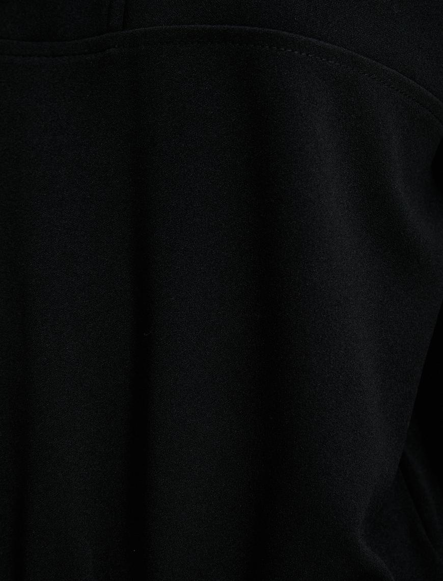   Yarım Fermuarlı Sweatshirt Ribanalı Uzun Kollu Çıtçıt Düğmeli