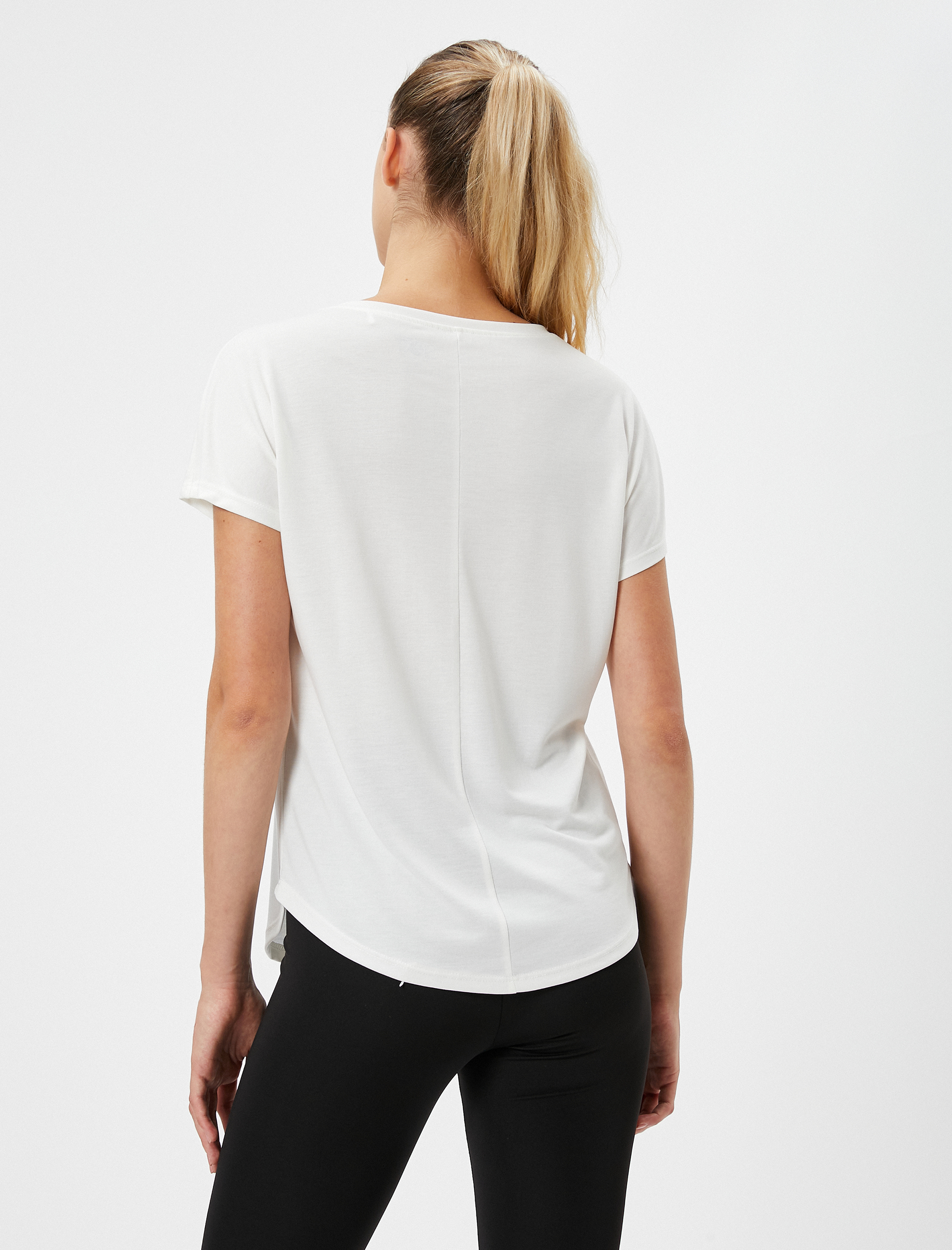   Spor Tişört Slogan Baskılı Kısa Kollu Bisiklet Yaka Modal Karışımlı