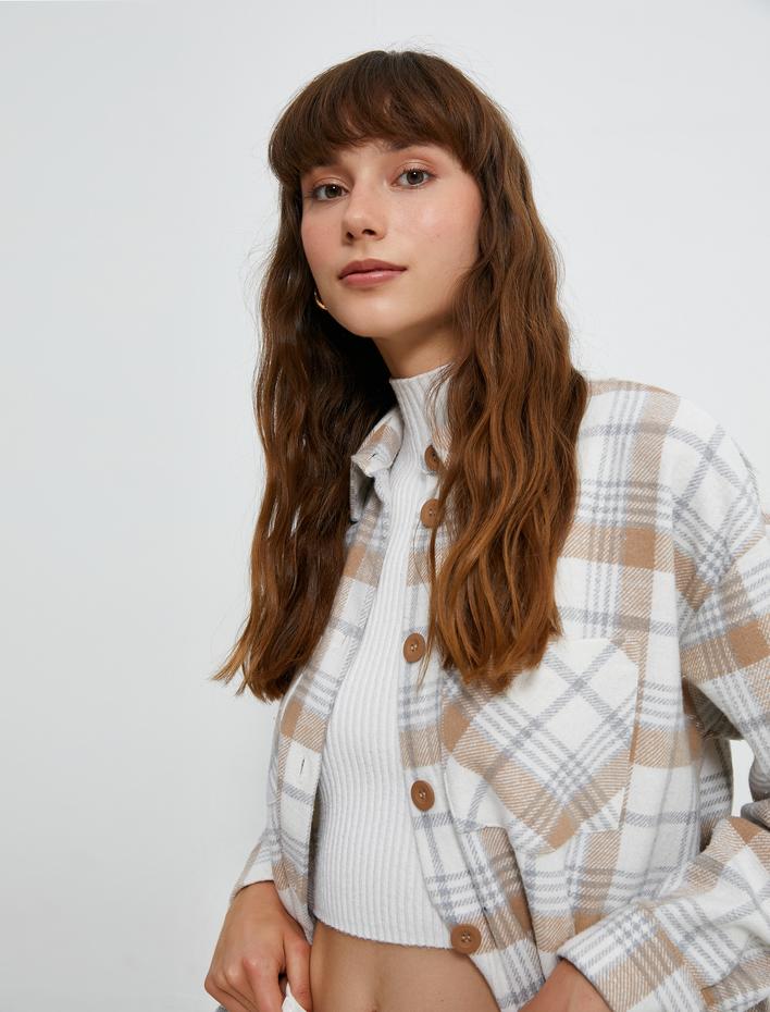  Oversize Oduncu Gömleği Düğmeli Cep Detaylı