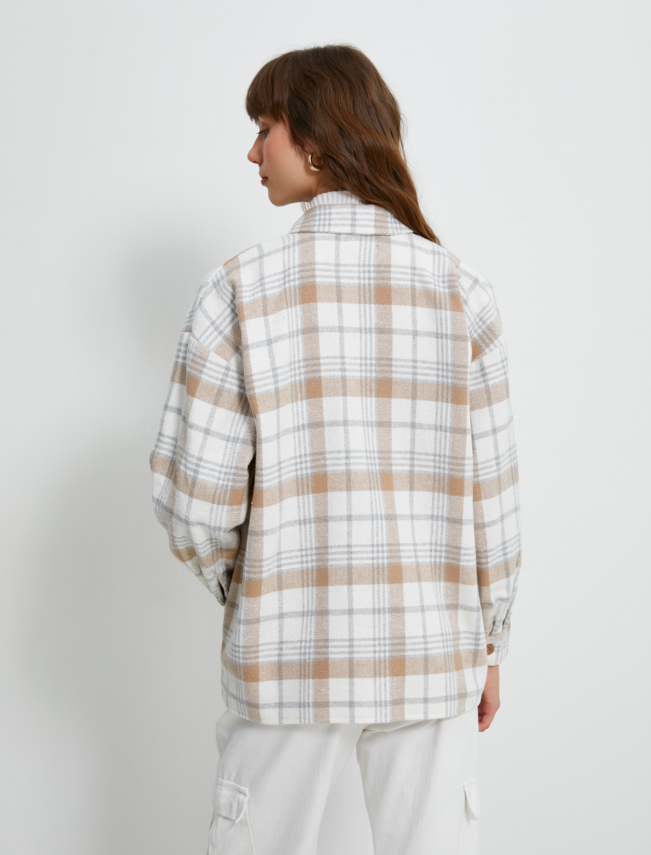   Oversize Oduncu Gömleği Düğmeli Cep Detaylı