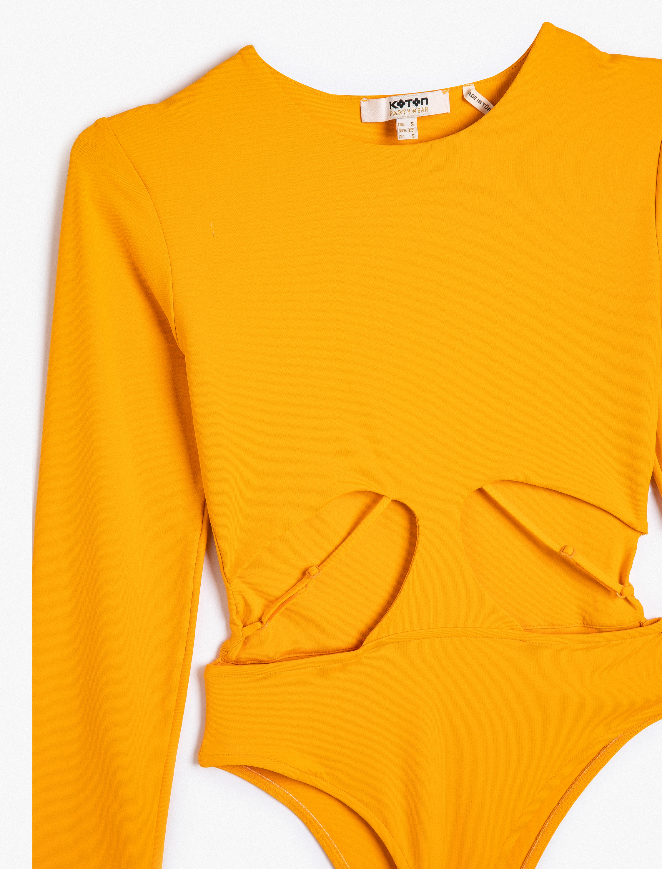 Bodysuit Pencere Detaylı Bisiklet Yaka Uzun Kollu