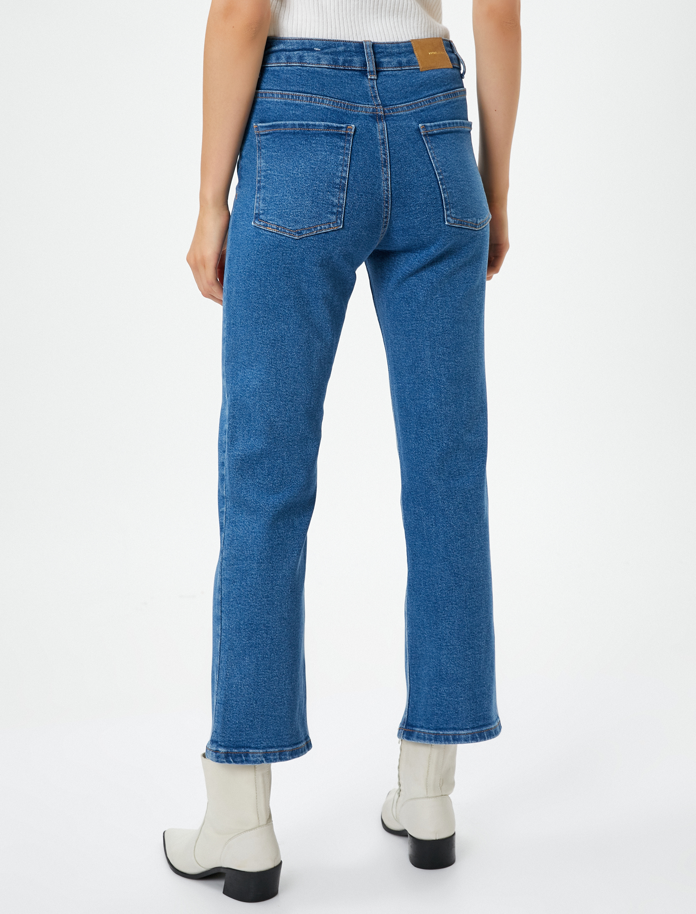   Crop İspanyol Paça Kot Pantolon Dar Kesim - Flare Crop Jean