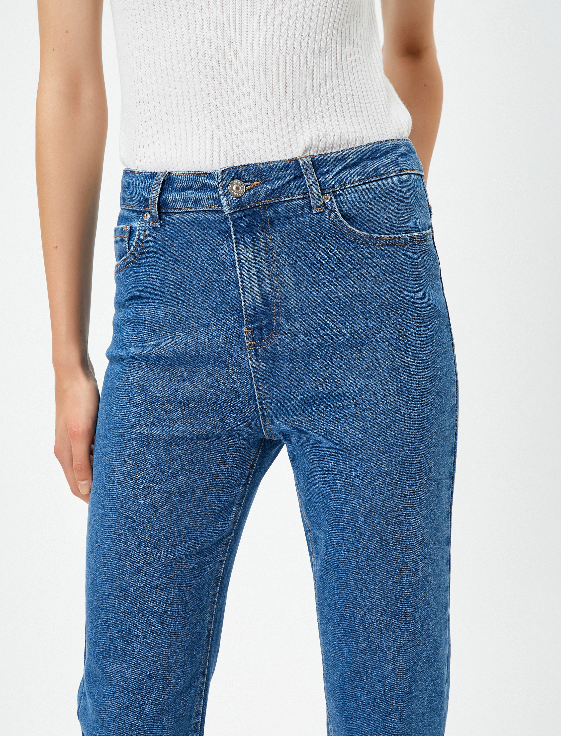   Crop İspanyol Paça Kot Pantolon Dar Kesim - Flare Crop Jean