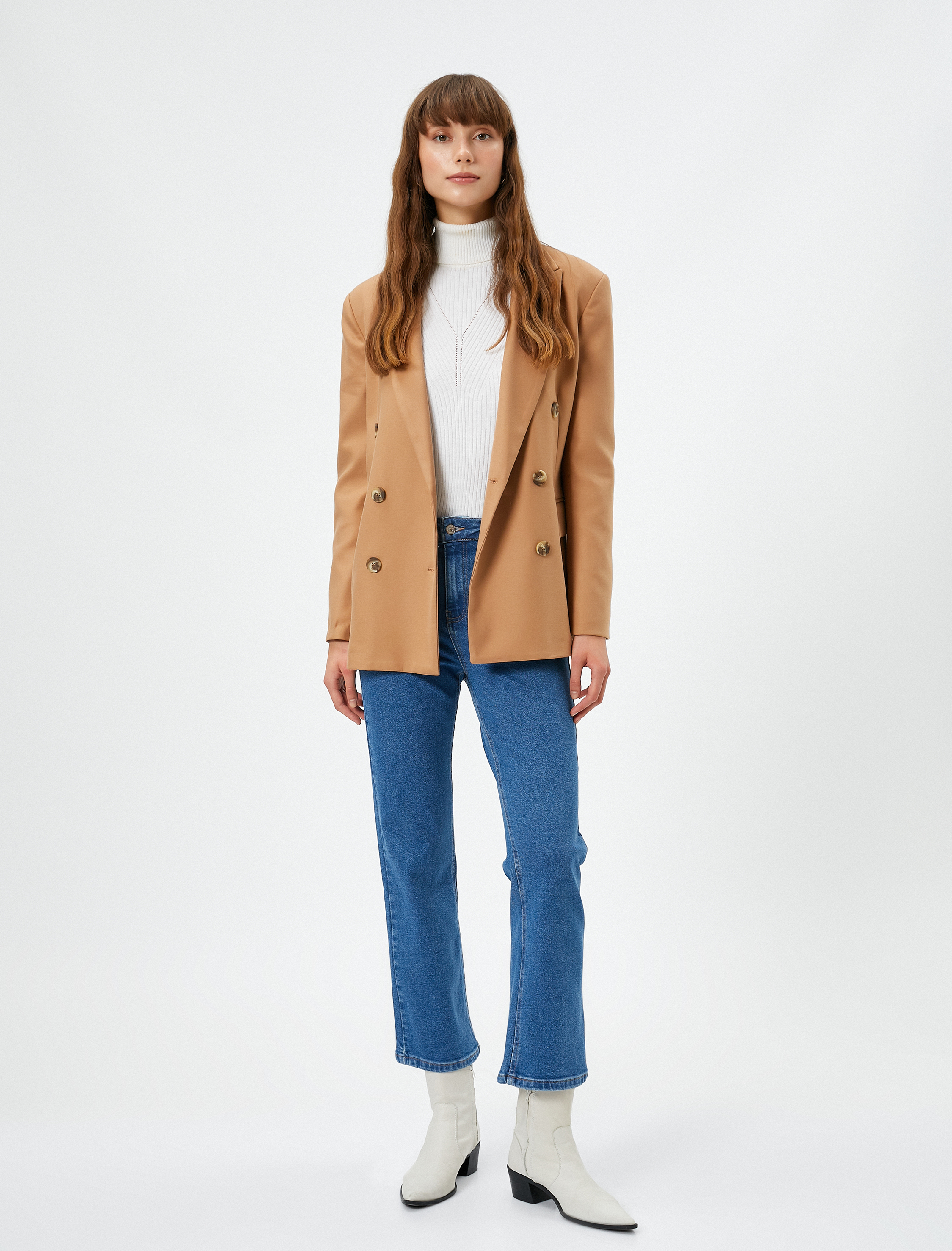   Crop İspanyol Paça Kot Pantolon Dar Kesim - Flare Crop Jean