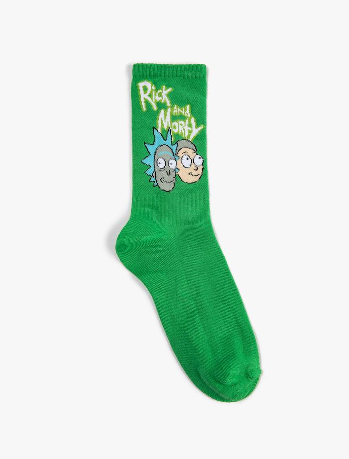 Erkek Rick and Morty Soket Çorap Lisanslı İşlemeli