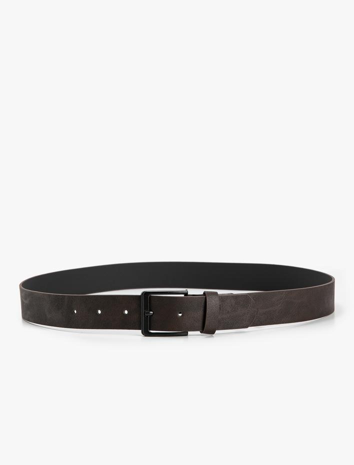 Erkek Kemer Deri Görünümlü Toka Detaylı