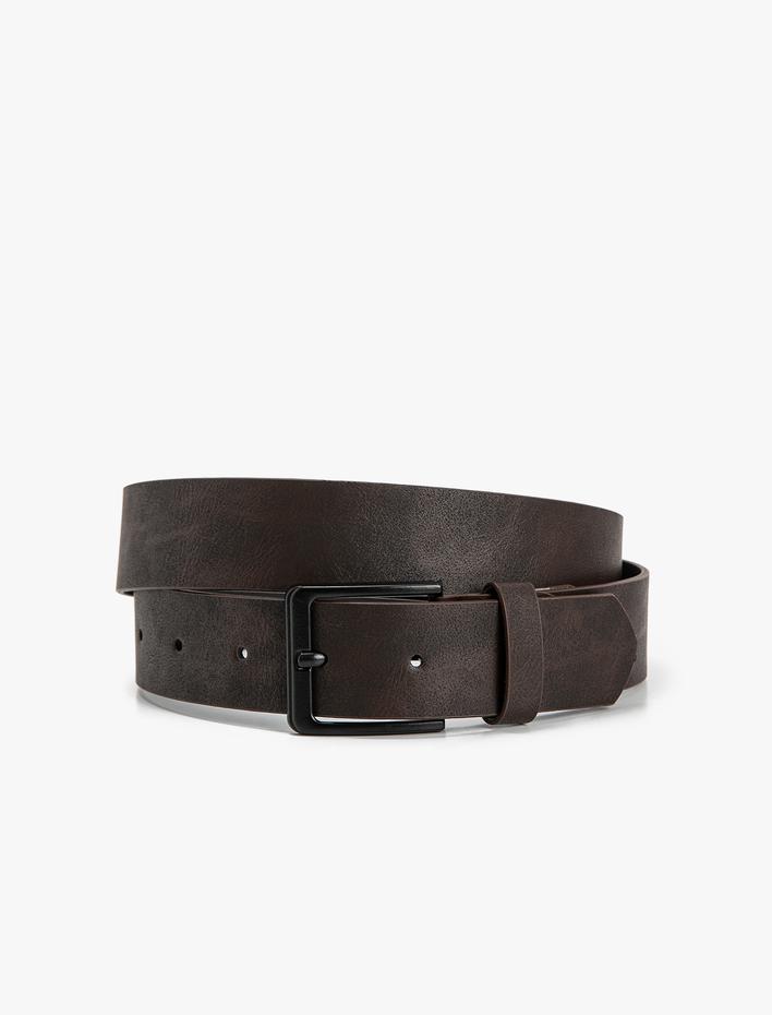 Erkek Kemer Deri Görünümlü Toka Detaylı