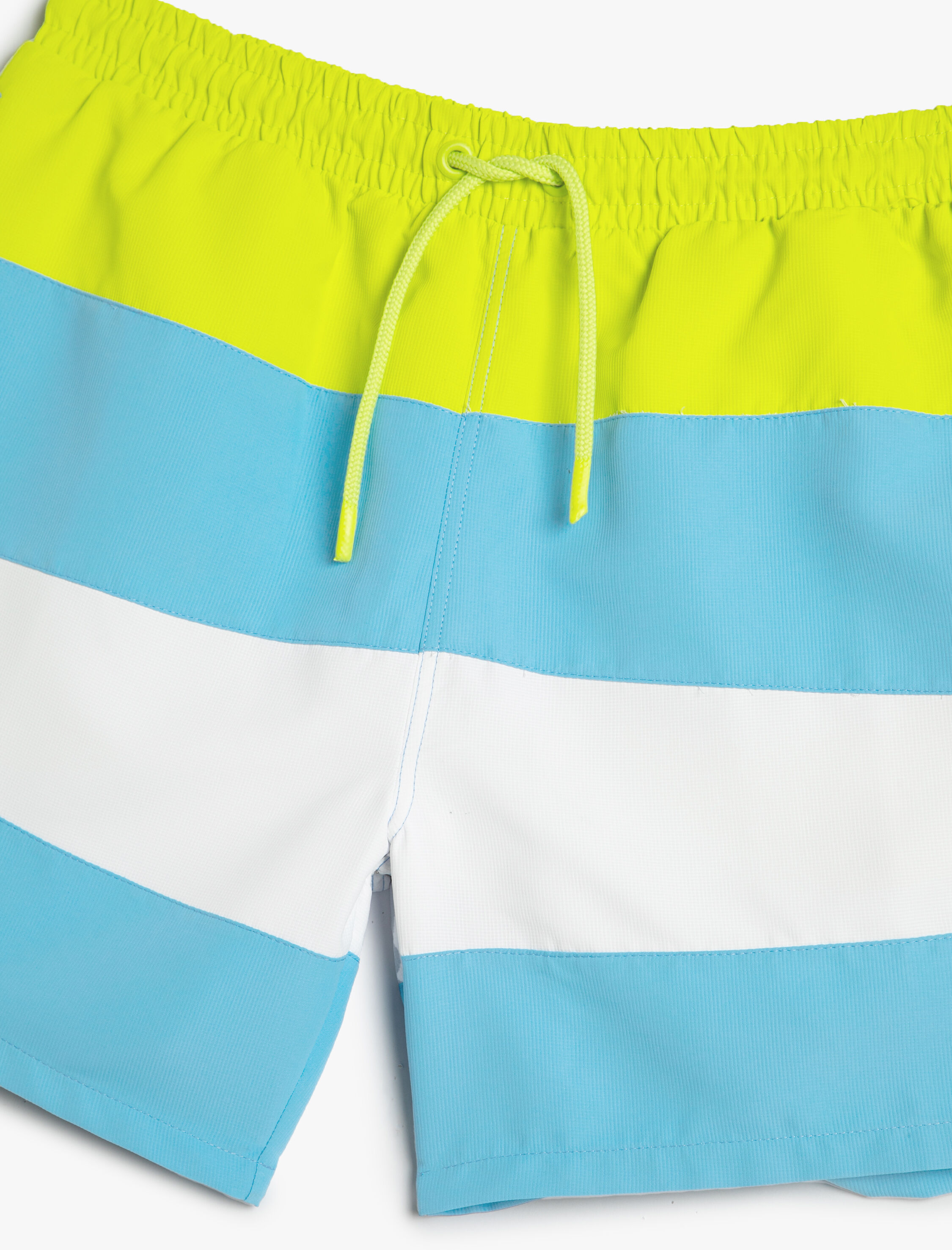   Deniz Şortu Renk Bloklu Beli Bağcıklı Cepli