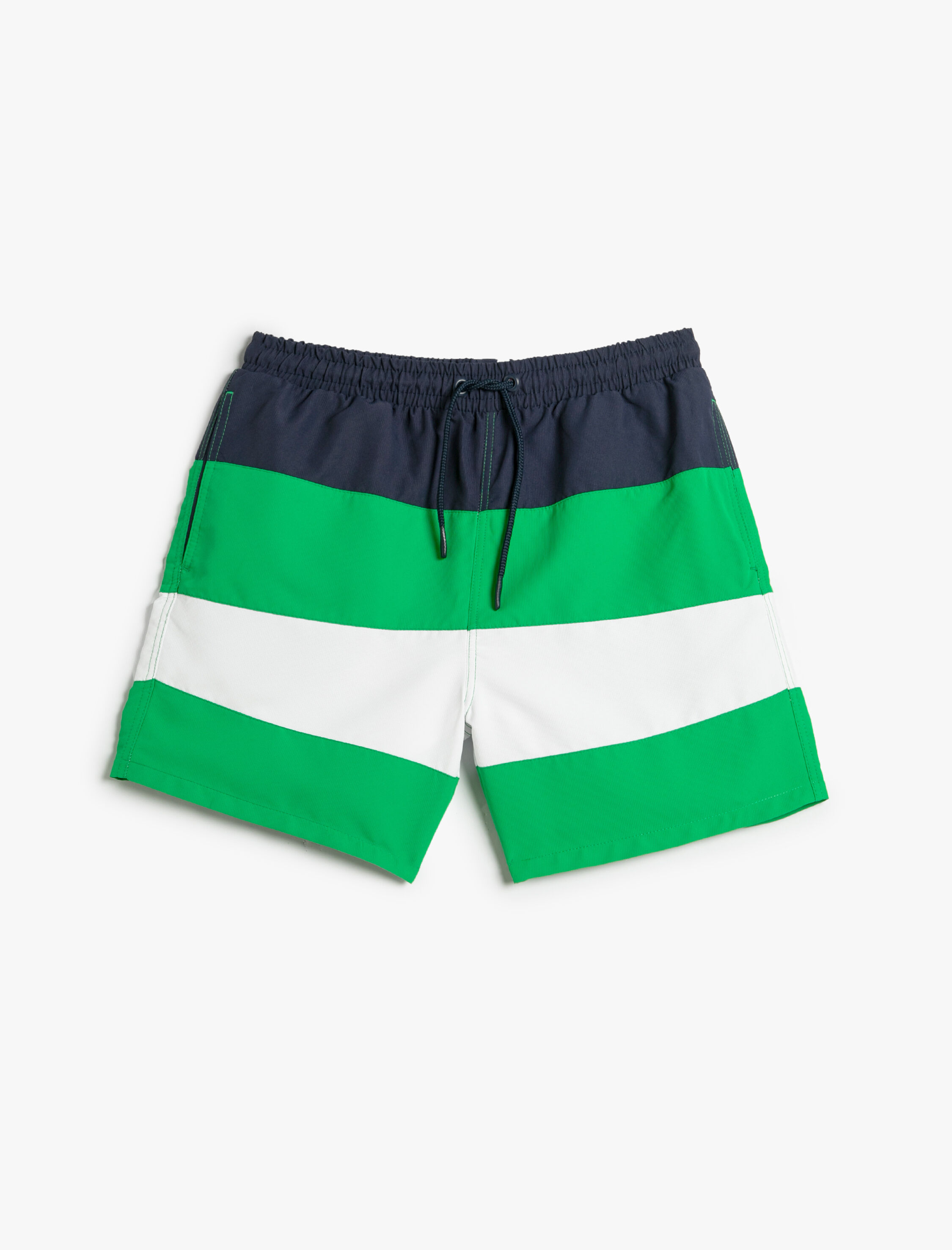   Deniz Şortu Renk Bloklu Beli Bağcıklı Cepli