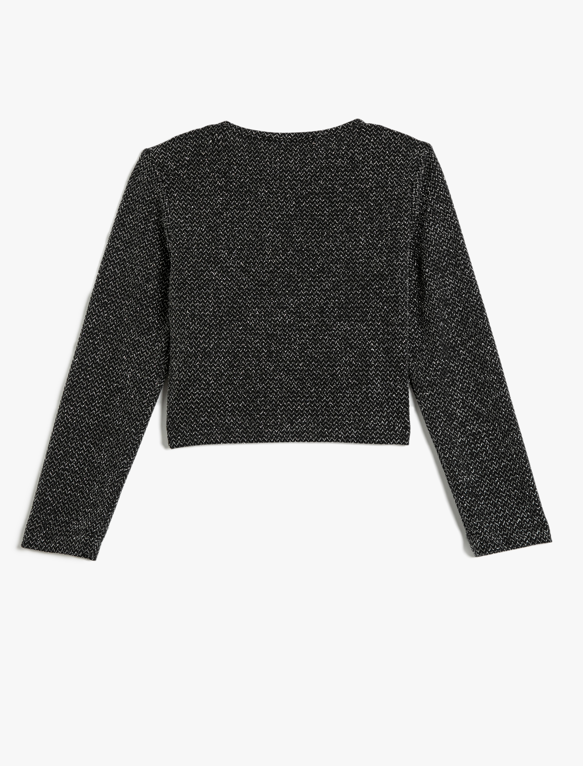  Kız Çocuk Tişört Parıltılı Uzun Kollu Yuvarlak Yaka