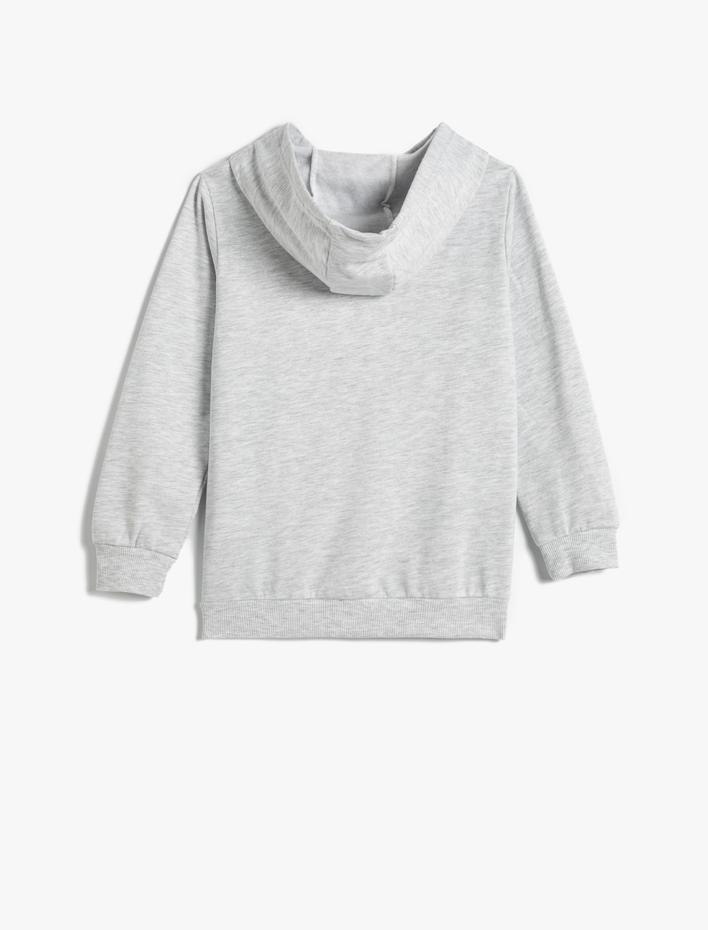 Erkek Çocuk Kapşonlu Sweatshirt Şardonlu Baskılı Uzun Kollu Pamuklu