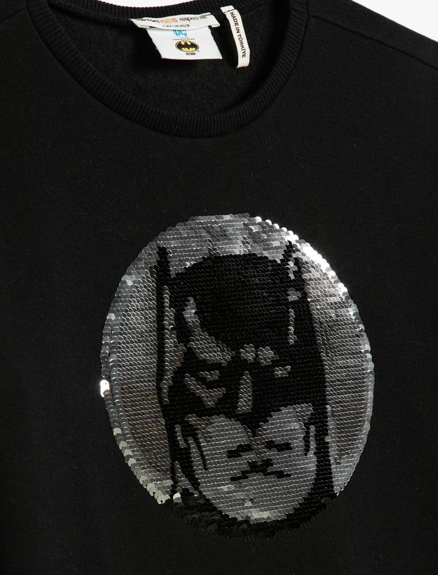 Batman Sweatshirt Lisanslı Pullu Payetli Şardonlu Bisiklet Yaka_2