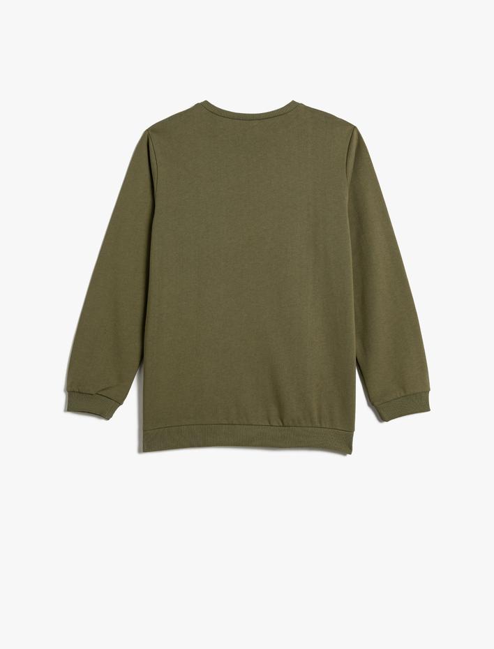 Erkek Çocuk Sweatshirt Şardonlu Uzun Kollu Bisiklet Yaka Kaplan Baskılı