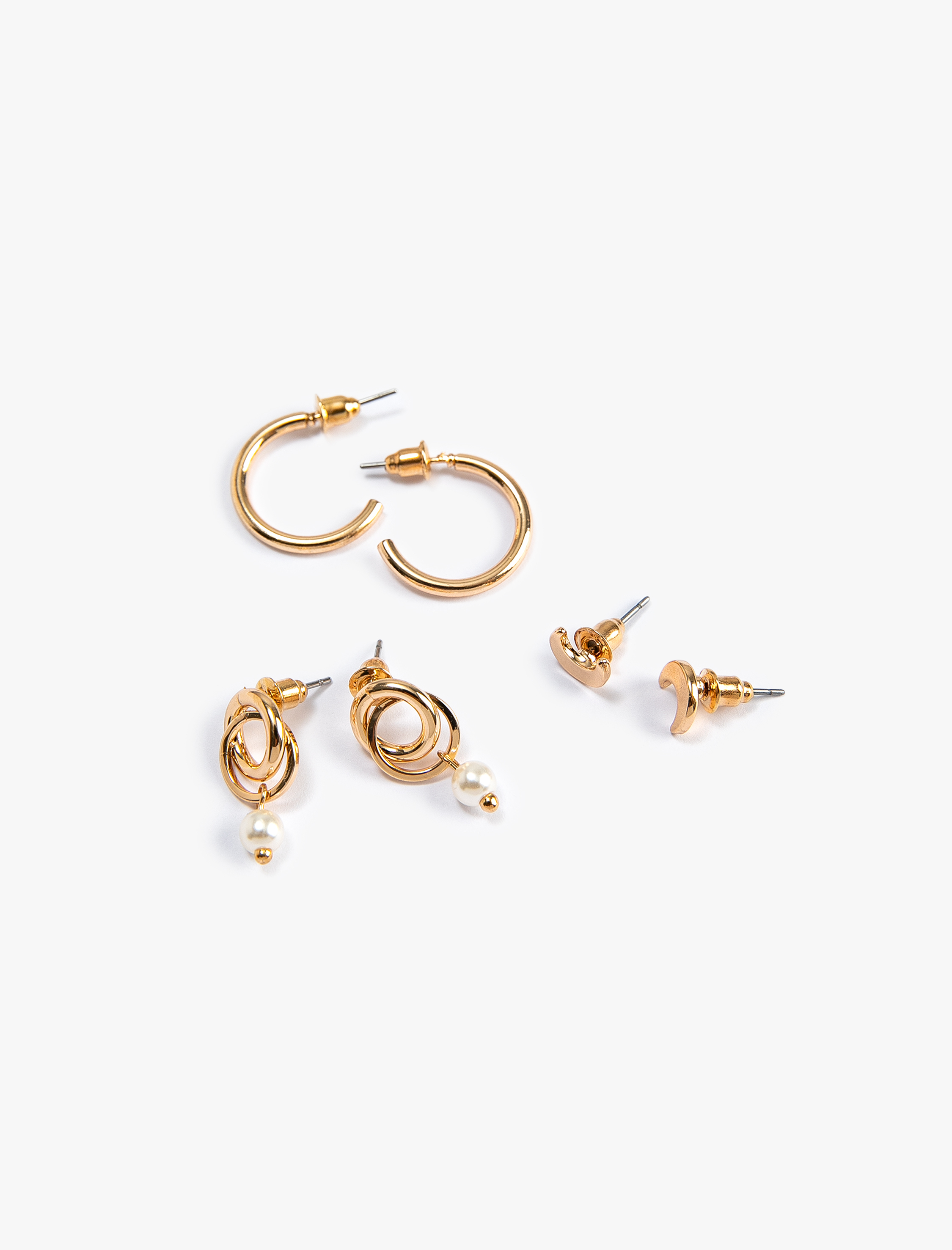  Kadın Top ve Halka Küpe 3'lü Set