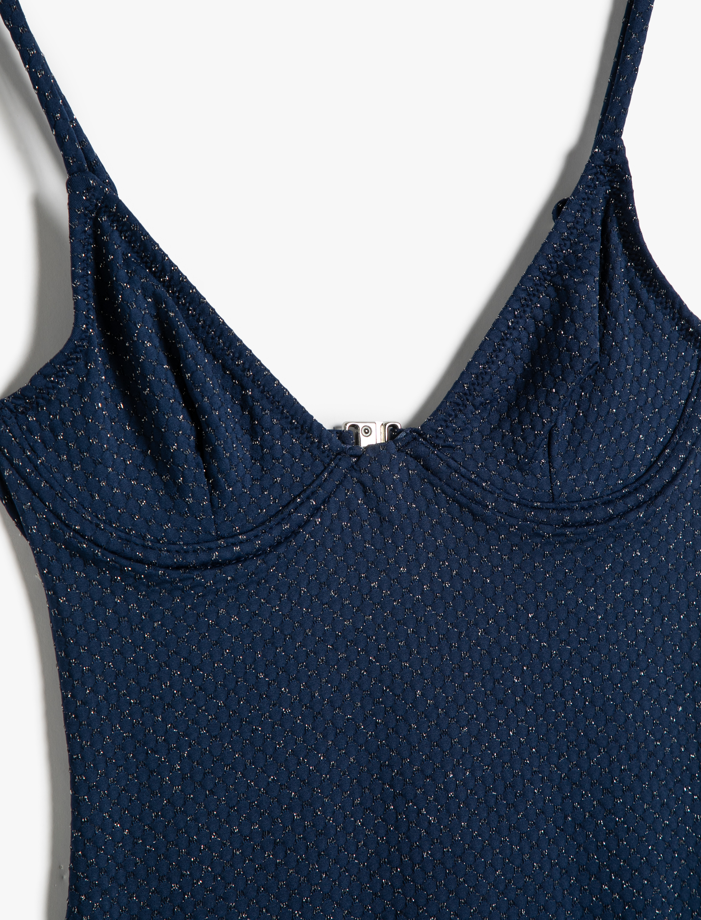   Simli Mayo Balenli İnce Askılı Dokulu