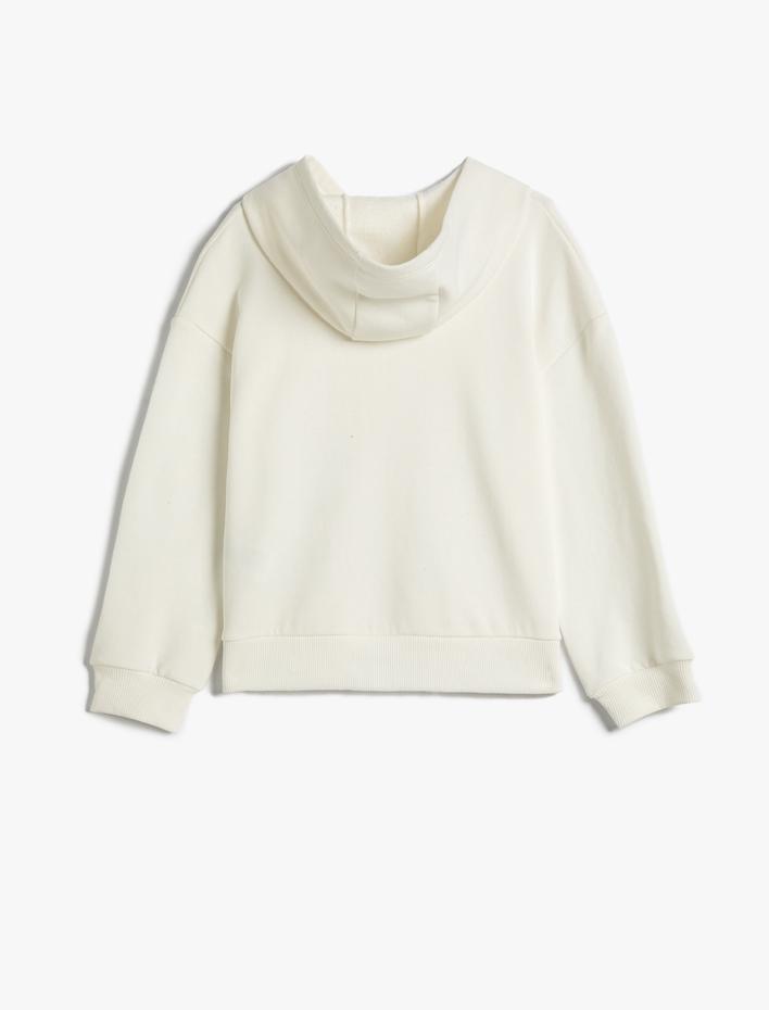 Kız Çocuk Basic Kapşonlu Sweatshirt Uzun Kollu Pamuklu Şardonlu