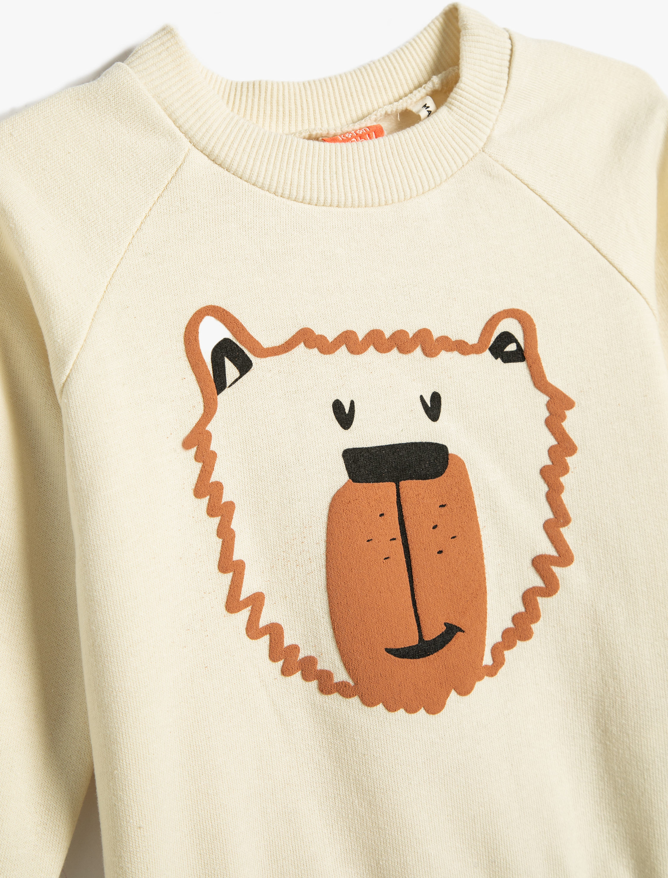  Erkek Bebek Ayıcık Baskılı Sweatshirt Şardonlu Uzun Kollu Bisiklet Yaka Pamuklu