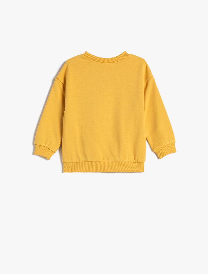 Erkek Bebek Sweatshirt Baskılı Şardonlu Uzun Kollu Bisiklet Yaka Pamuklu