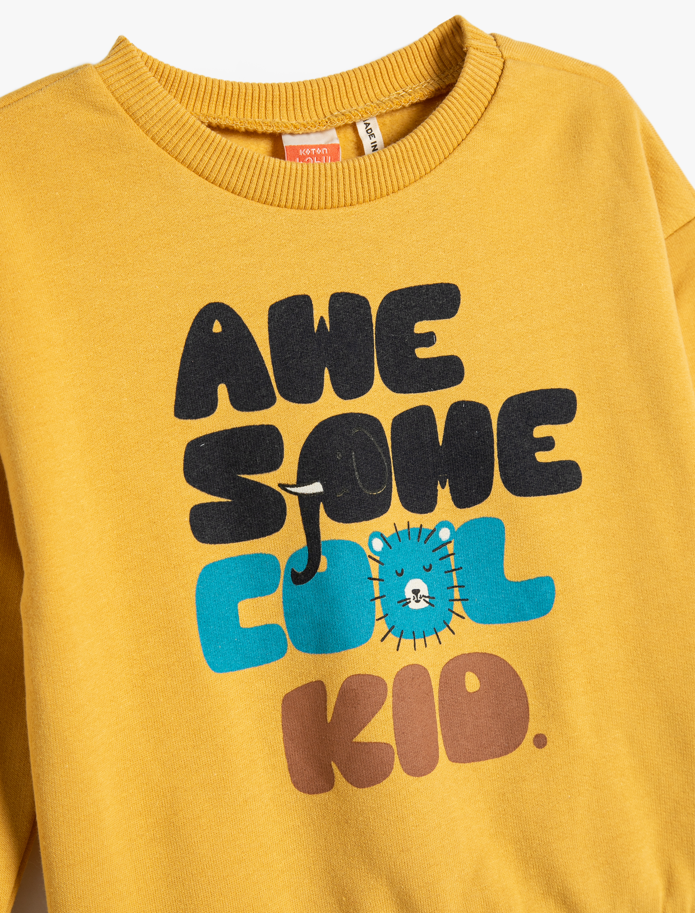  Erkek Bebek Sweatshirt Baskılı Şardonlu Uzun Kollu Bisiklet Yaka Pamuklu