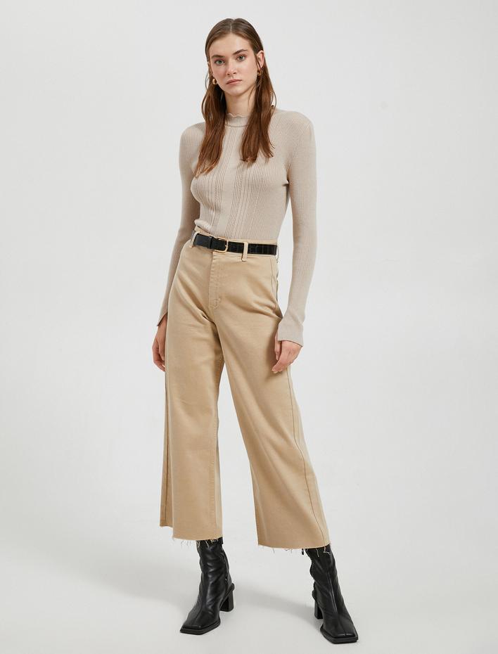  Ribanalı Triko Kazak Yaka Detaylı