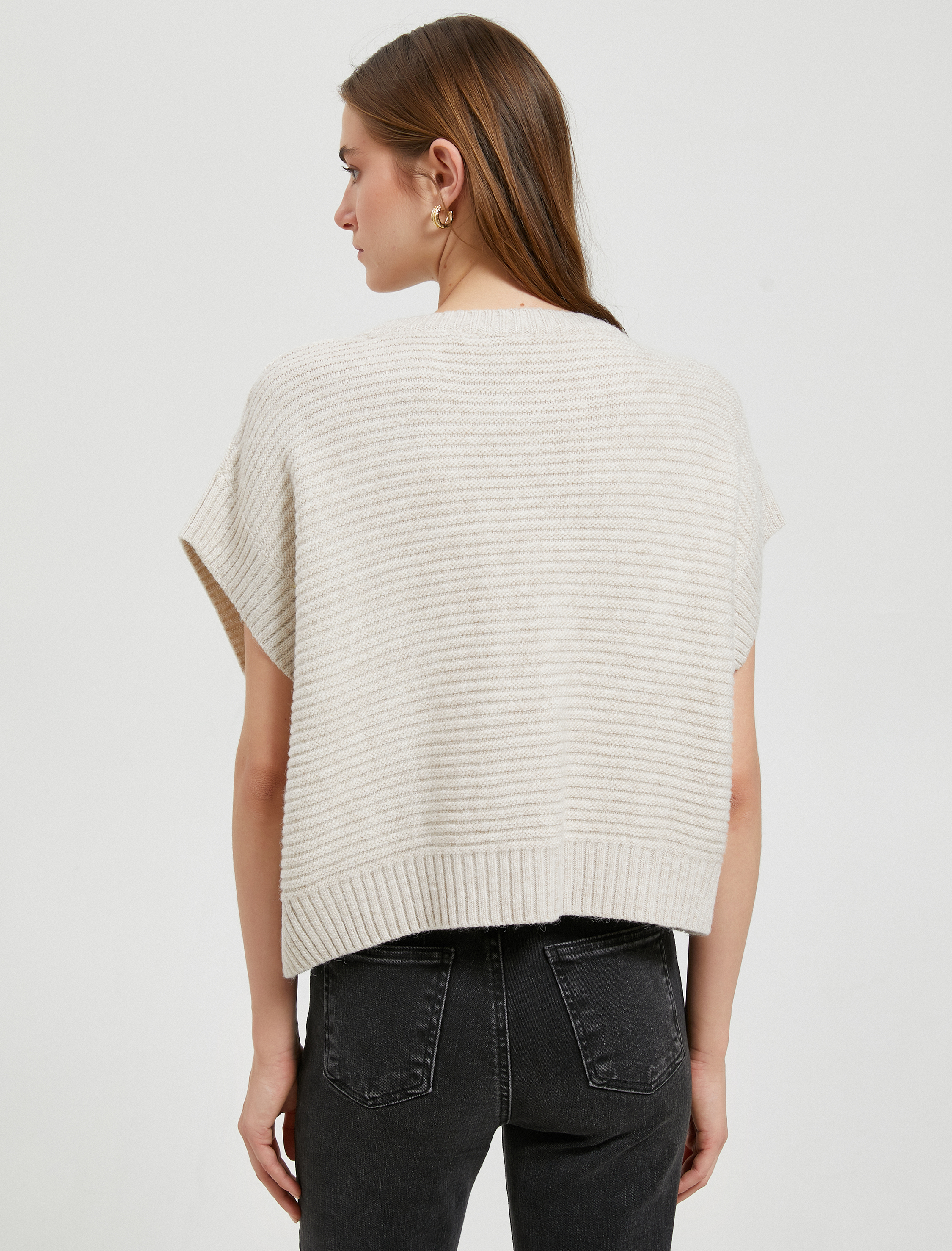   Oversize Örgü Süveter Yarasa Kol