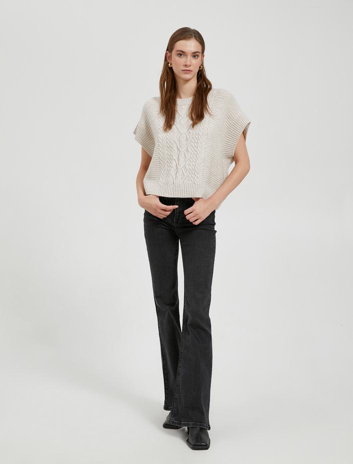  Oversize Örgü Süveter Yarasa Kol