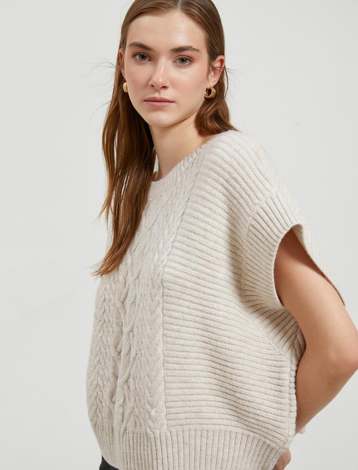  Oversize Örgü Süveter Yarasa Kol