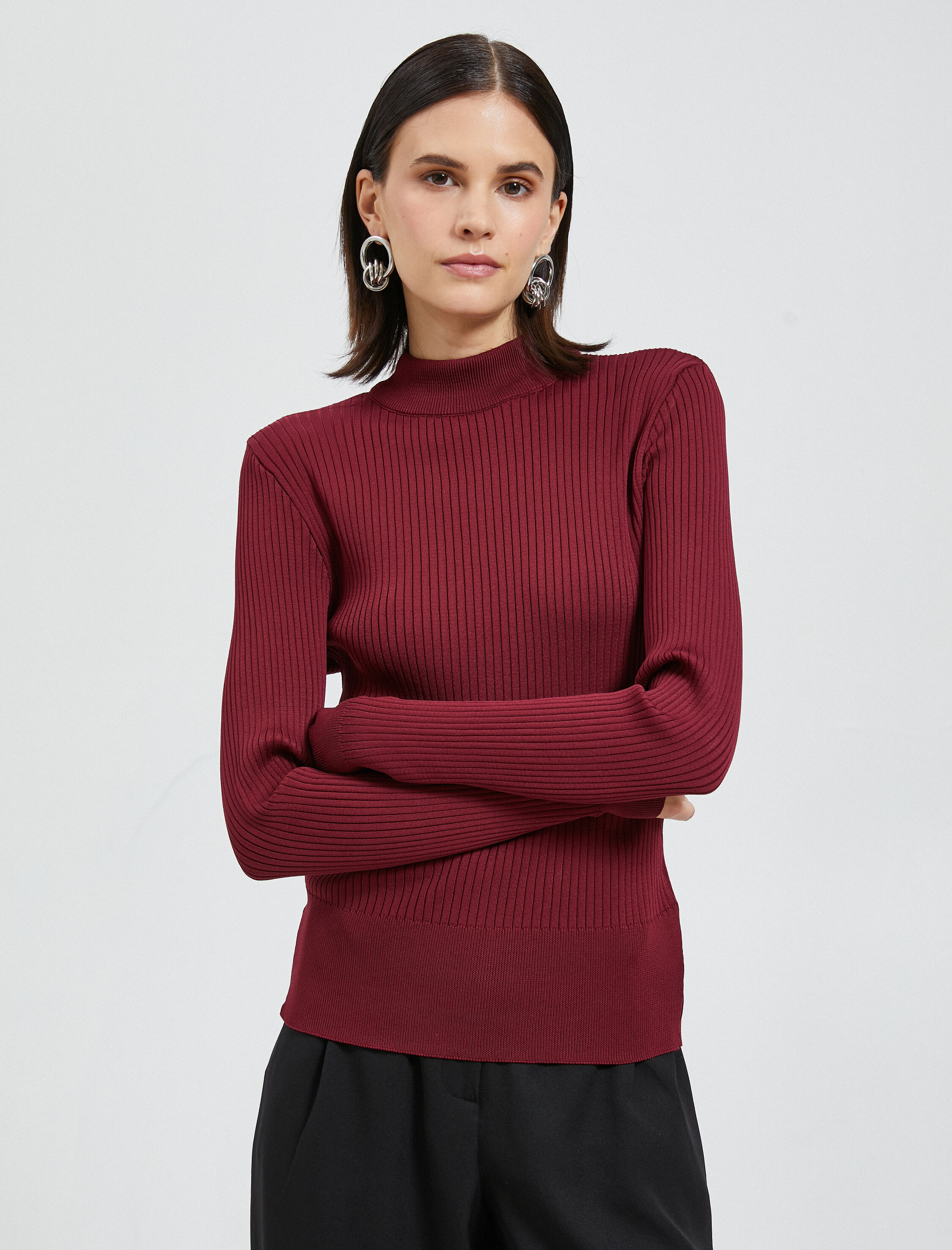   Yarım Balıkçı Yaka Kazak Triko Ribanalı