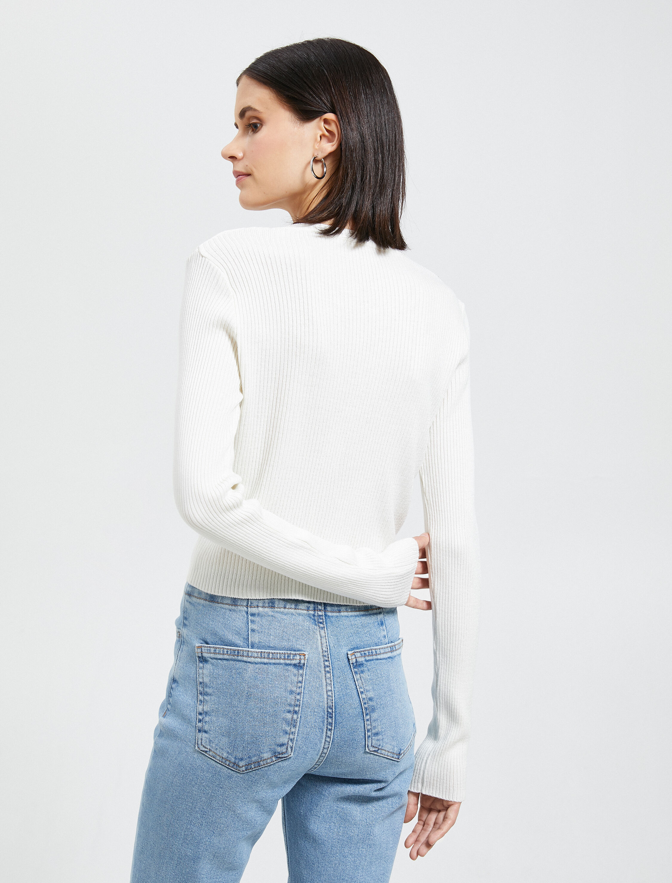   Fermuarlı Hırka Ribanalı Yuvarlak Yaka