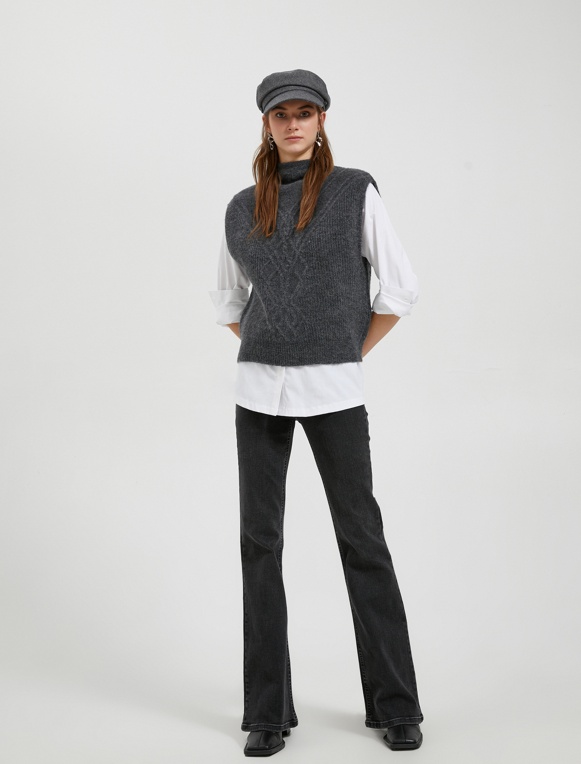   Dik Yaka Süveter Akrilik