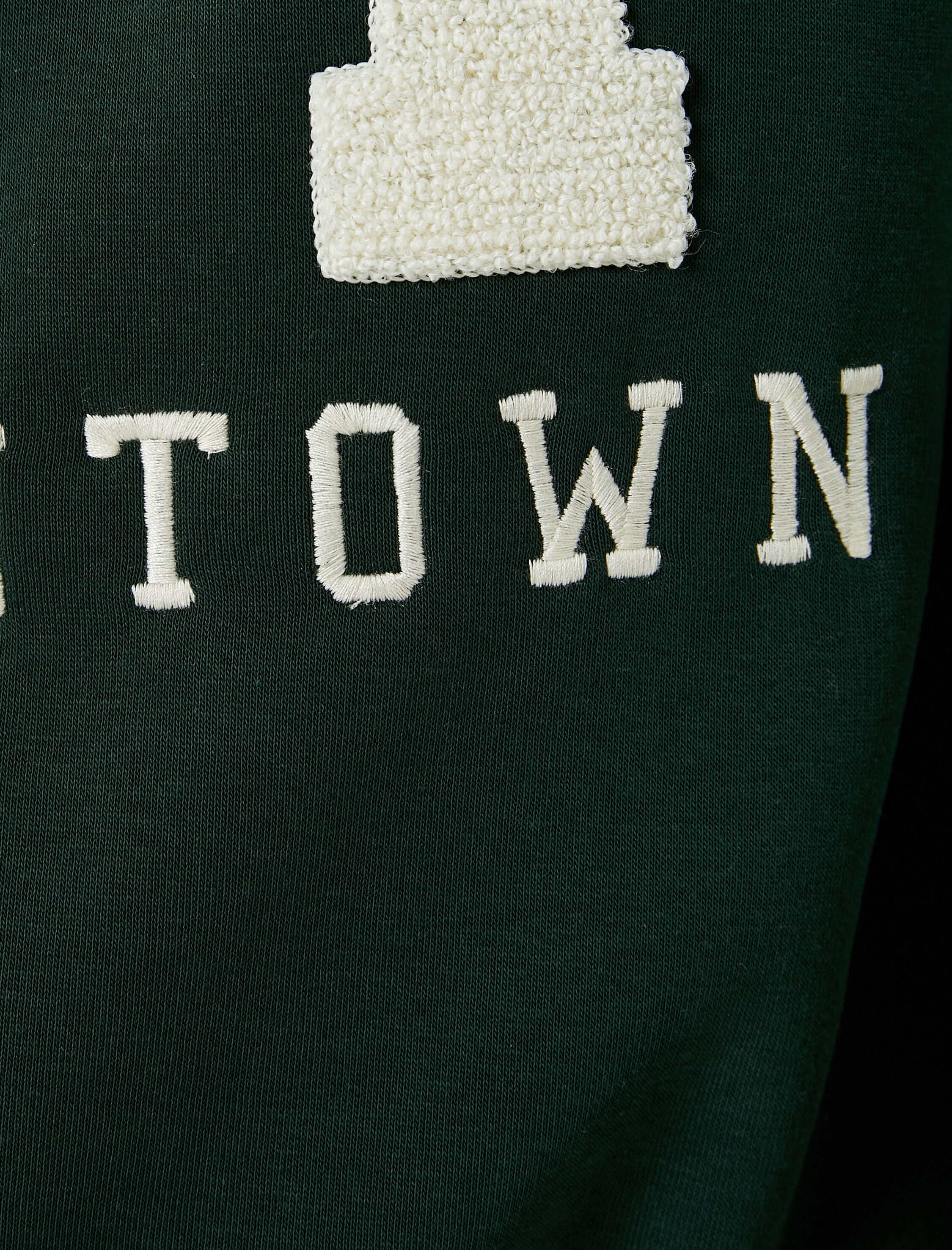   Şardonlu Oversize Kolej Sweatshirt Yarım Fermuarlı İşlemeli Ribanalı