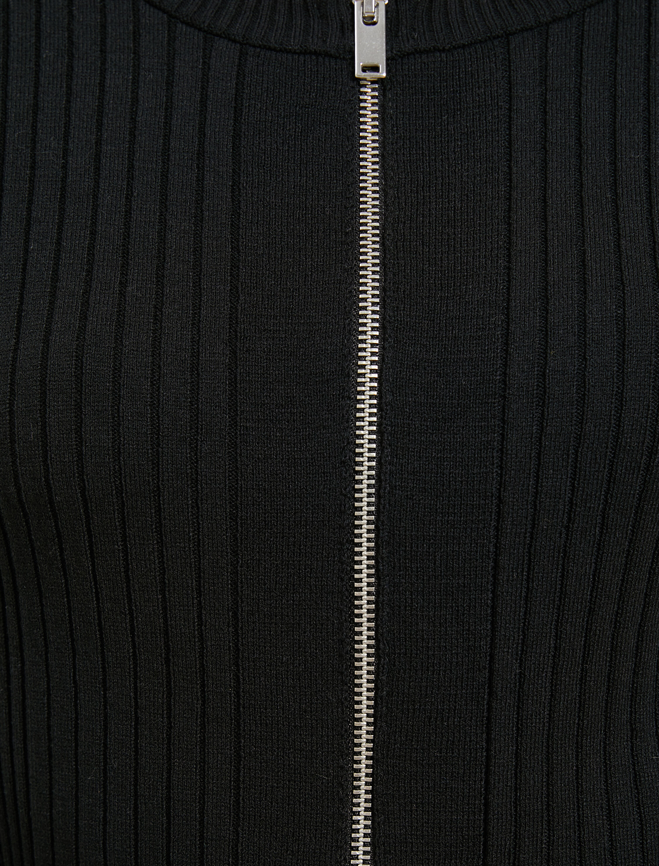   Fermuarlı Hırka Ribanalı Yuvarlak Yaka