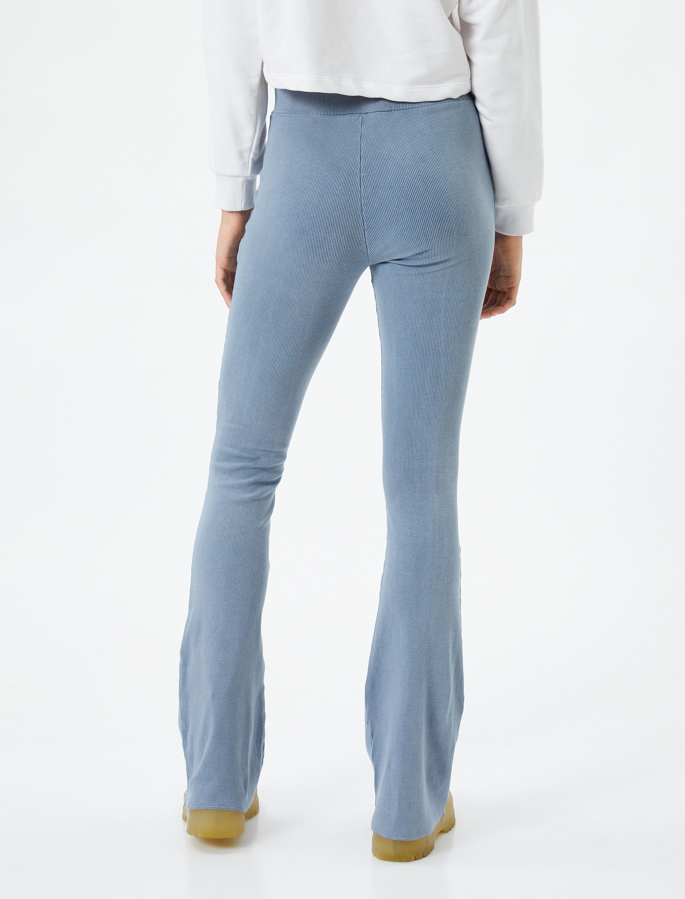   İspanyol Paça Tayt Pantolon Beli Lastikli Fitilli