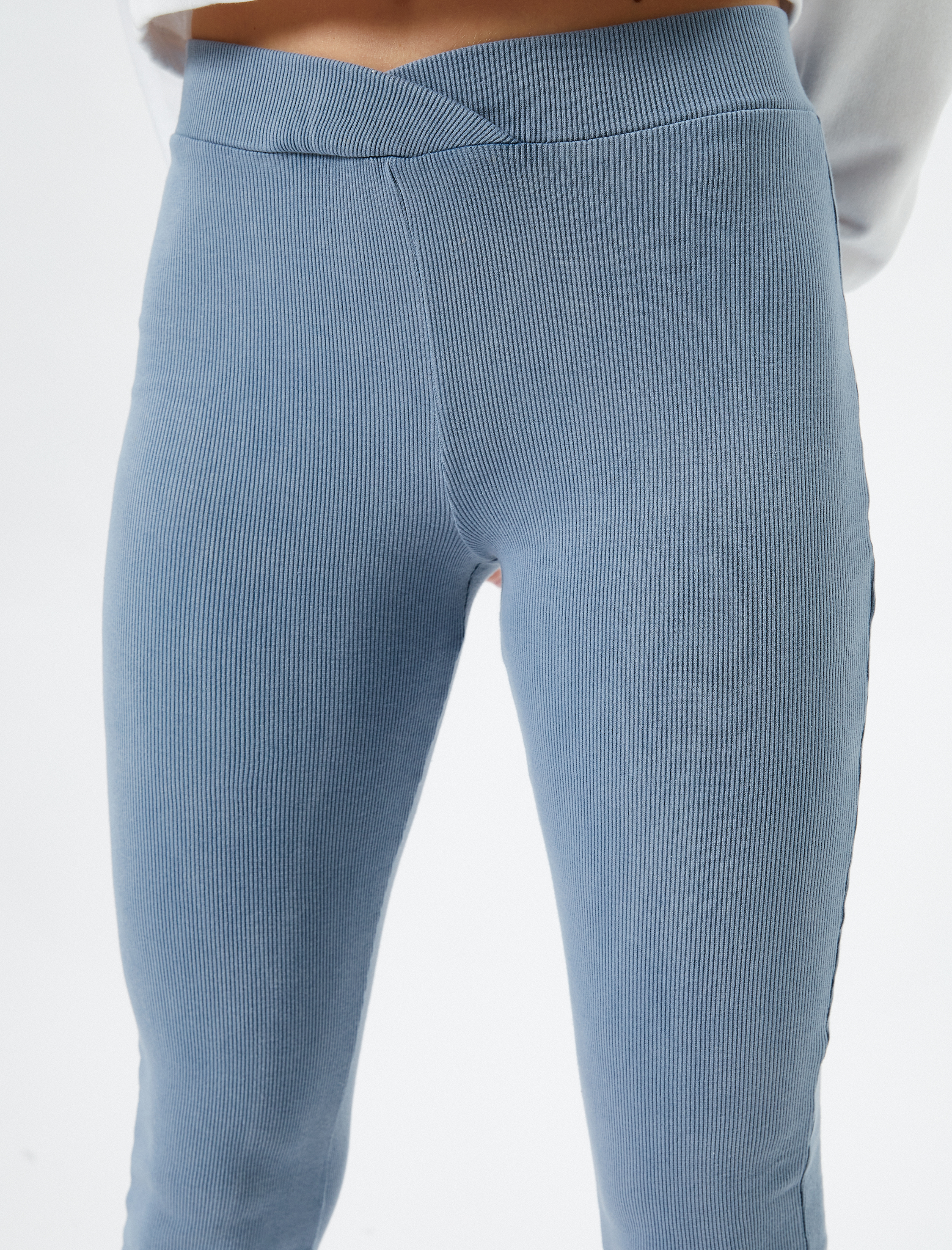   İspanyol Paça Tayt Pantolon Beli Lastikli Fitilli