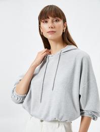 Kapüşonlu Sweatshirt Beli ve Bilekleri Lastikli