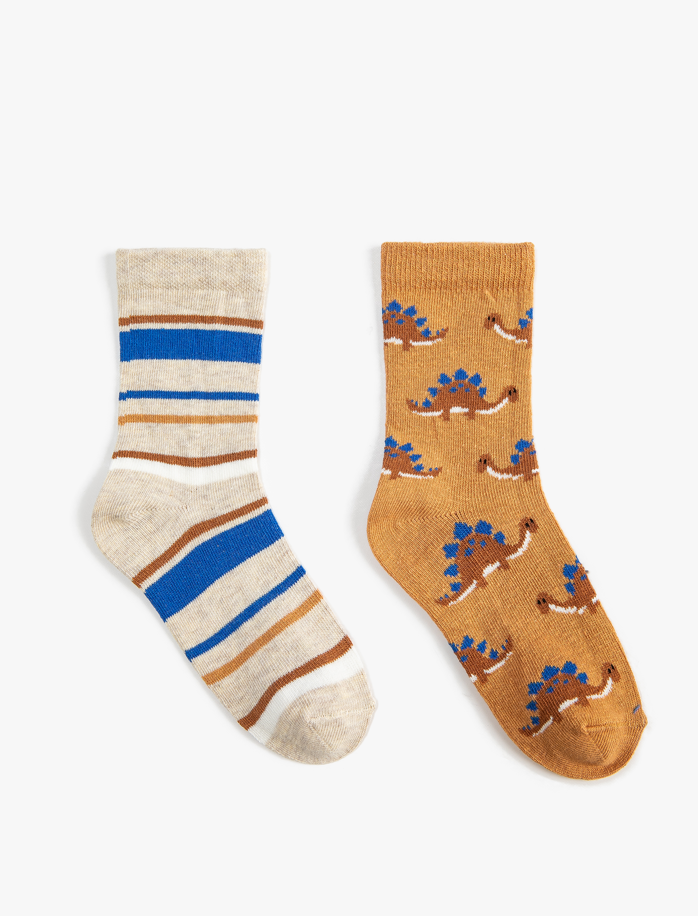  Erkek Çocuk Çorap Seti 2’li Çok Renkli Dinozor Baskılı