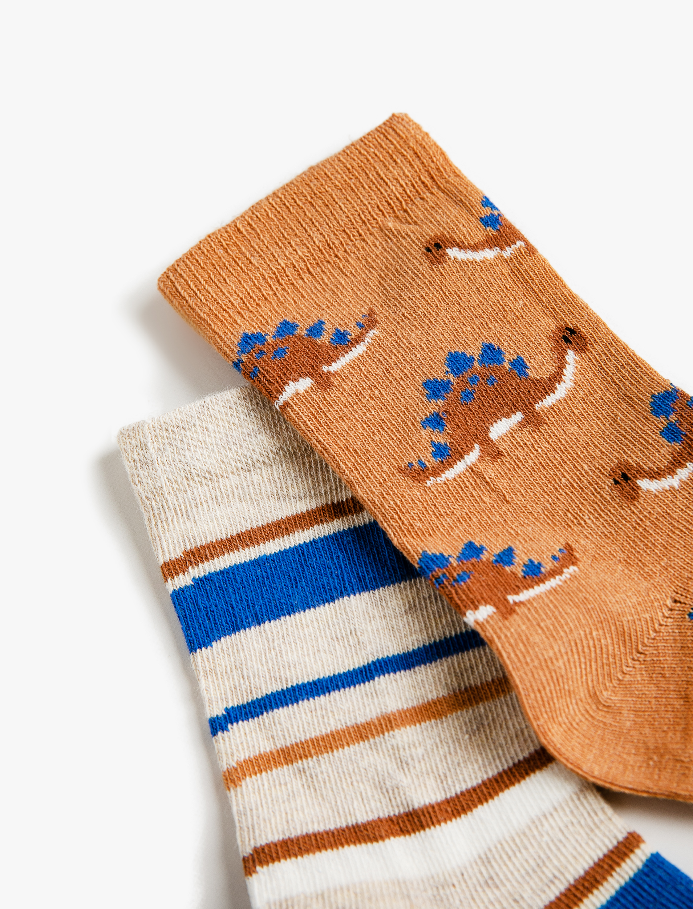  Erkek Çocuk Çorap Seti 2’li Çok Renkli Dinozor Baskılı