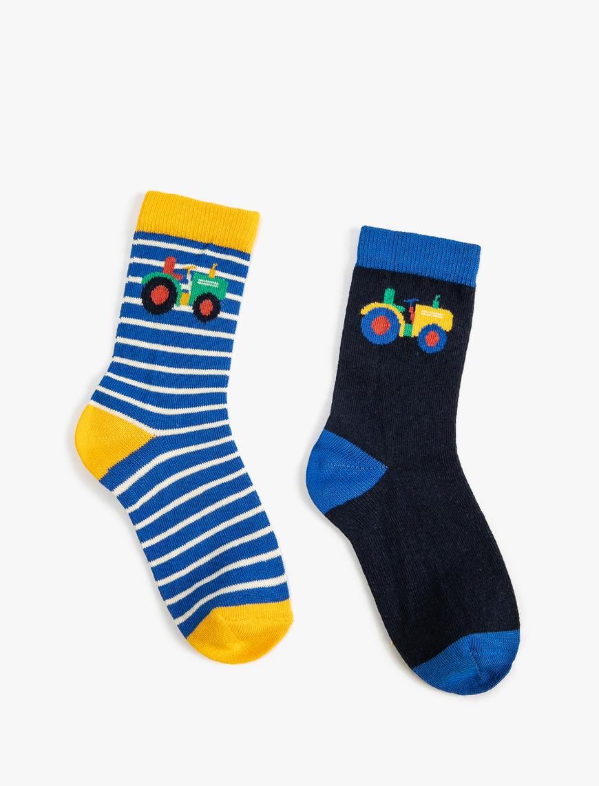  Erkek Çocuk Çorap Seti 2’li Çizgili Çok Renkli