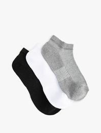 Basic 3'lü Patik Çorap Seti Dokulu Çok Renkli