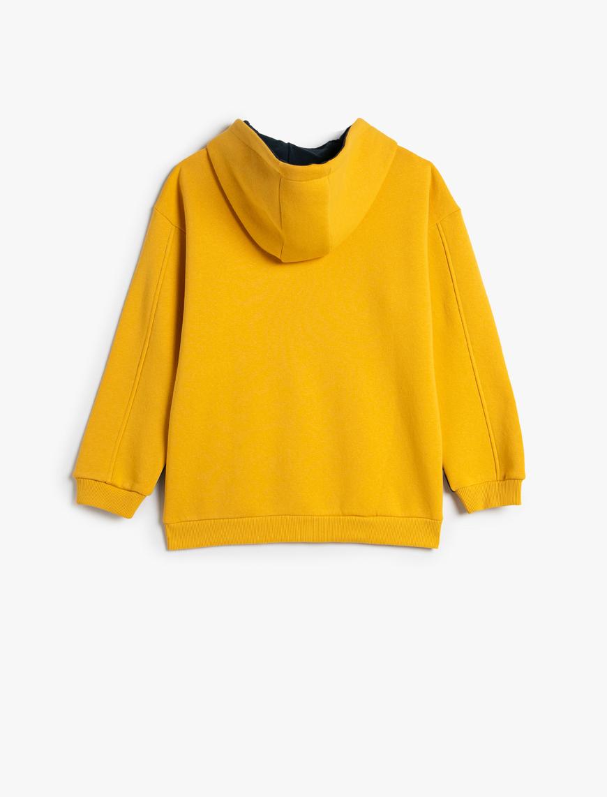  Erkek Çocuk Fermuarlı Kapşonlu Sweatshirt İşlemeli Şardonlu Pamuklu