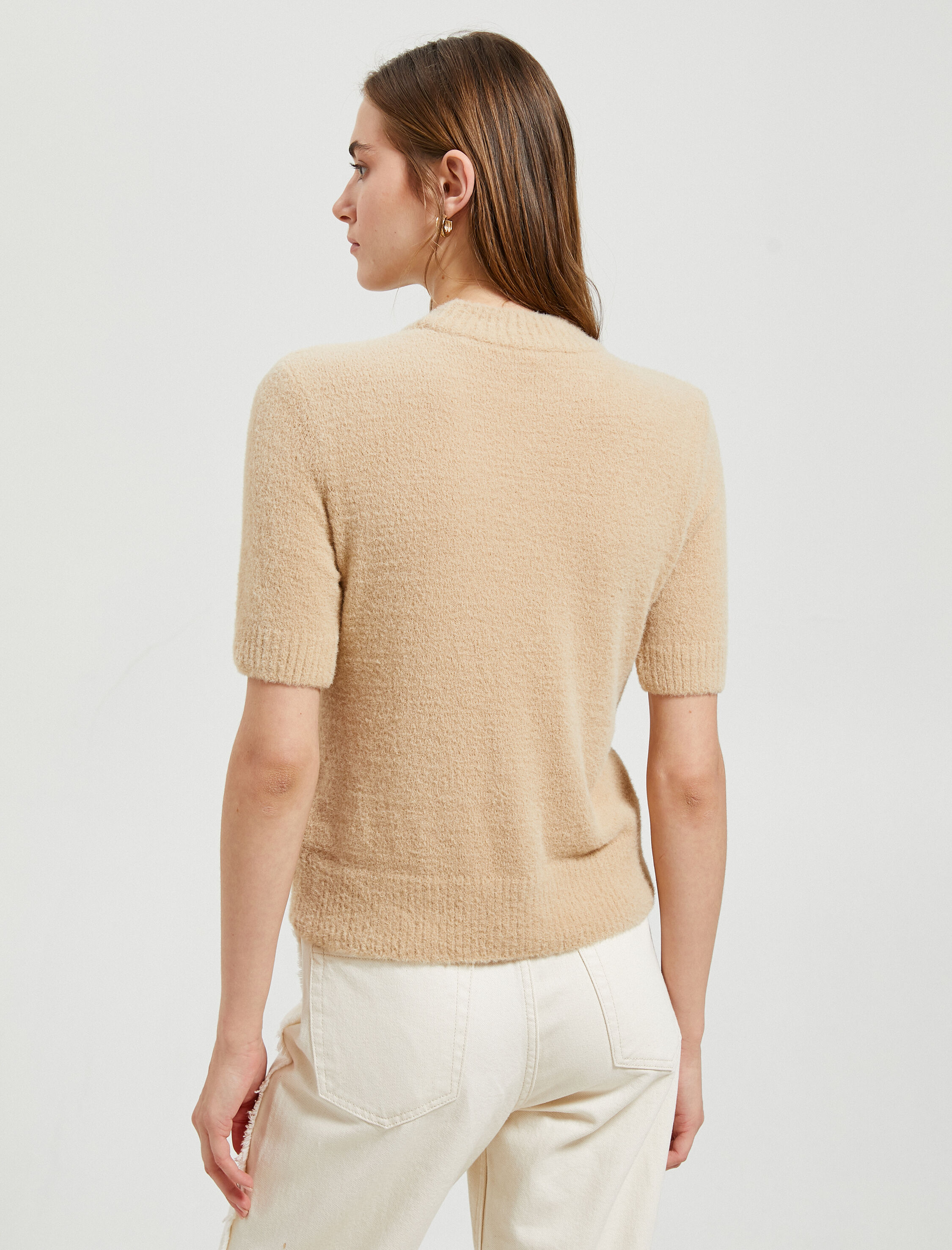   Kısa Kollu Triko Kazak Ribanalı Normal Kesim