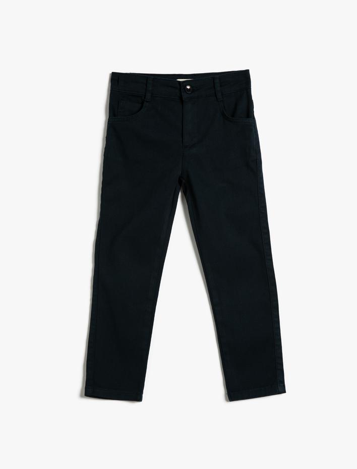 Erkek Çocuk Chino Pantolon Cepli Pamuklu