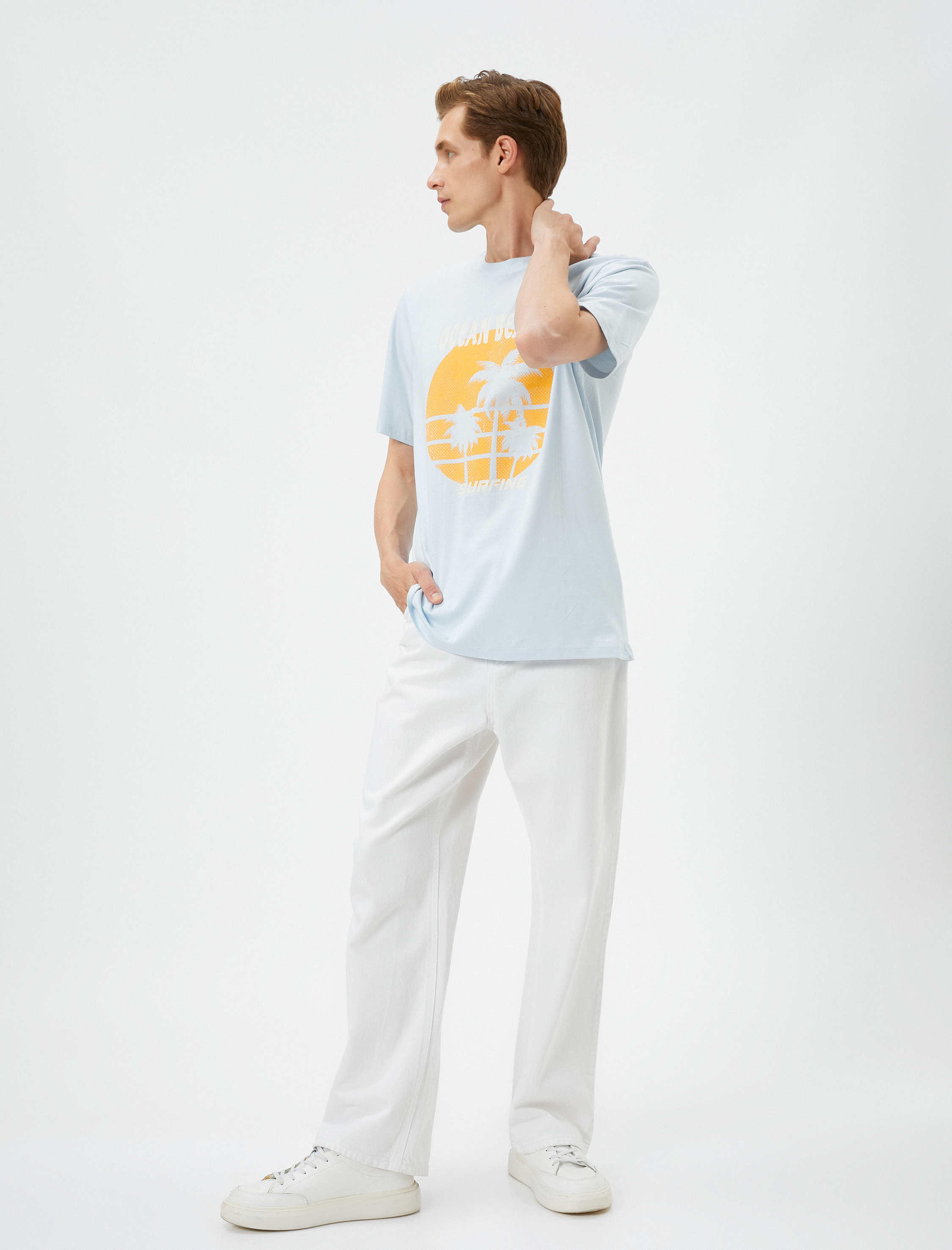   Slogan Baskılı Tişört Bisiklet Yaka Kısa Kollu Pamuklu