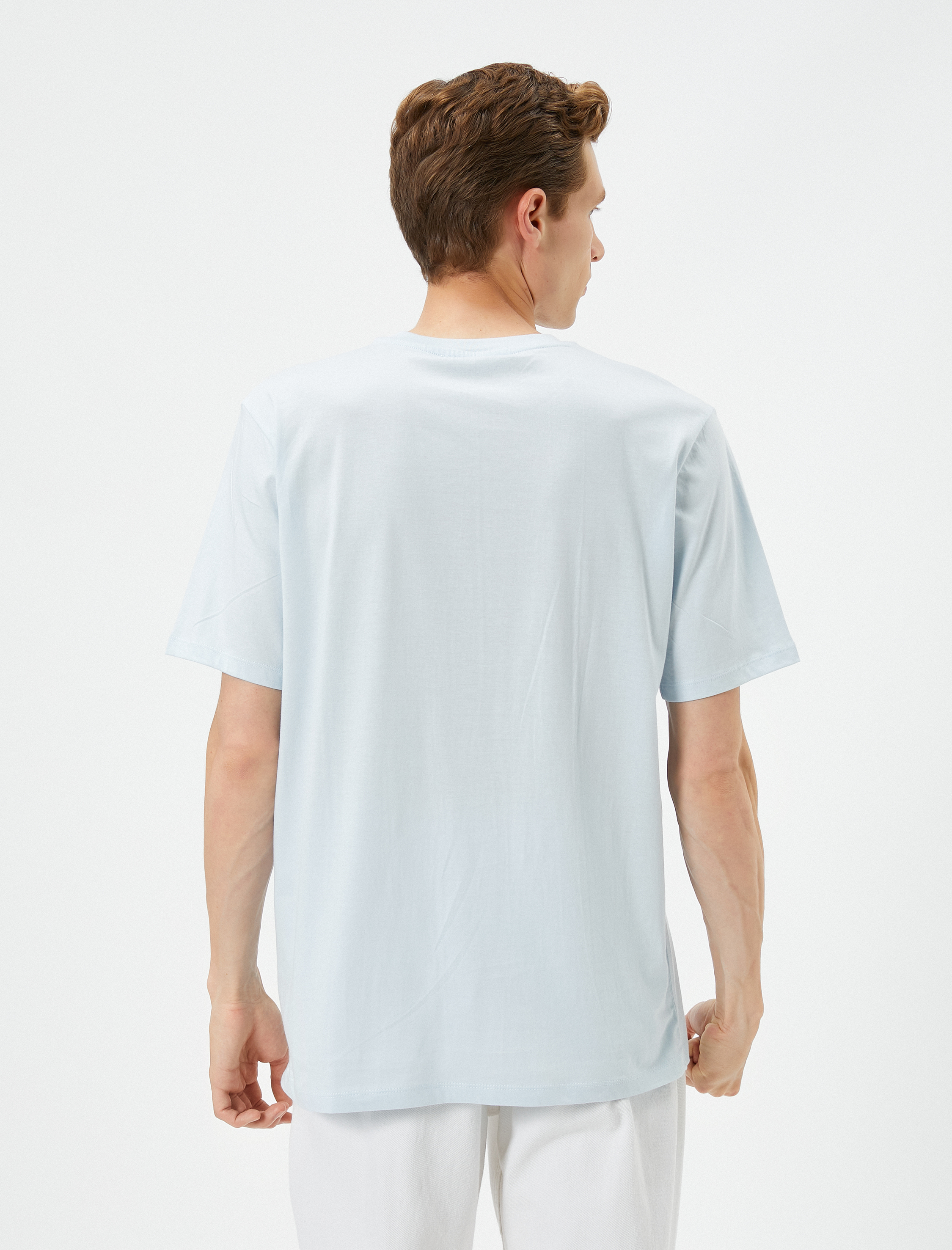   Slogan Baskılı Tişört Bisiklet Yaka Kısa Kollu Pamuklu