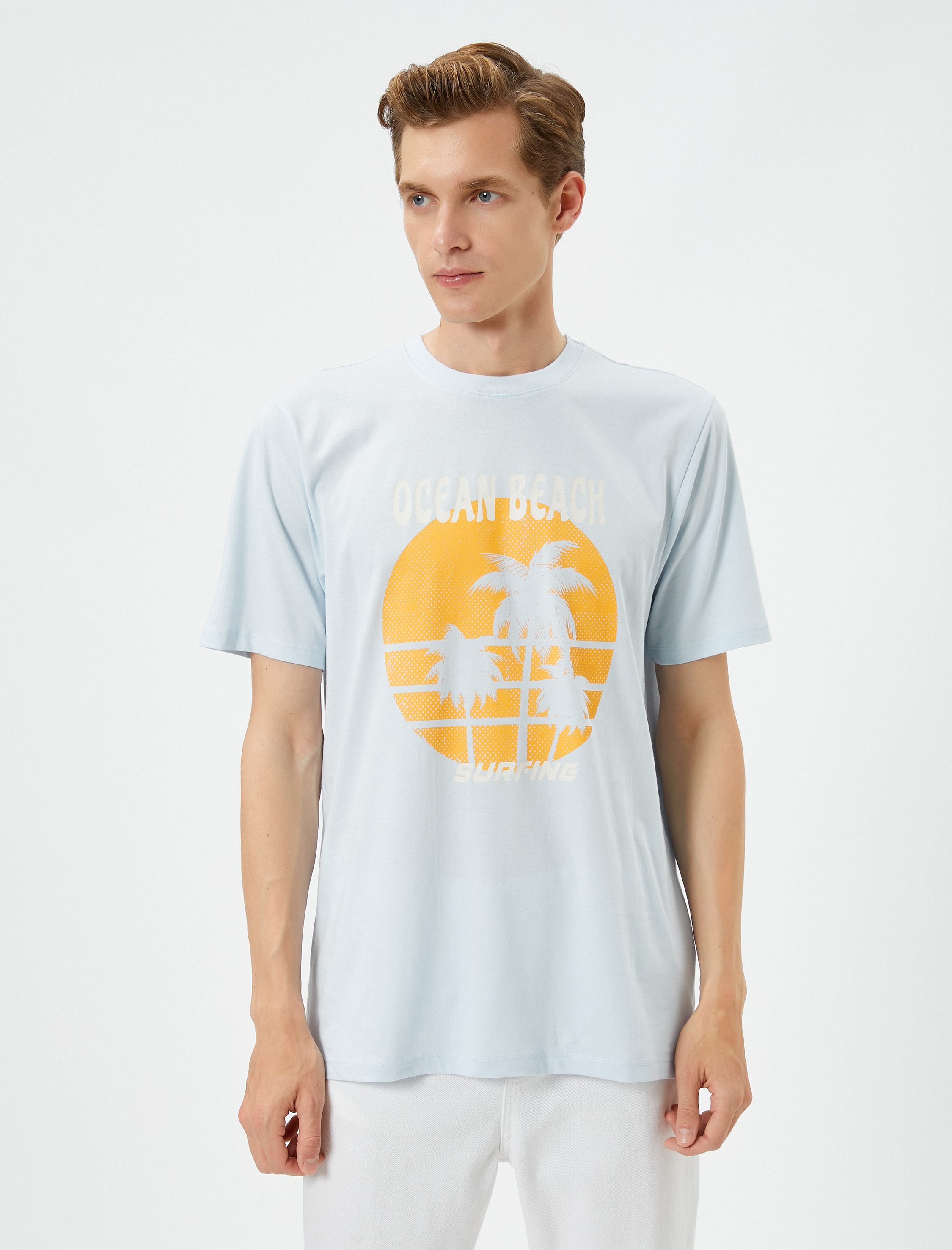   Slogan Baskılı Tişört Bisiklet Yaka Kısa Kollu Pamuklu