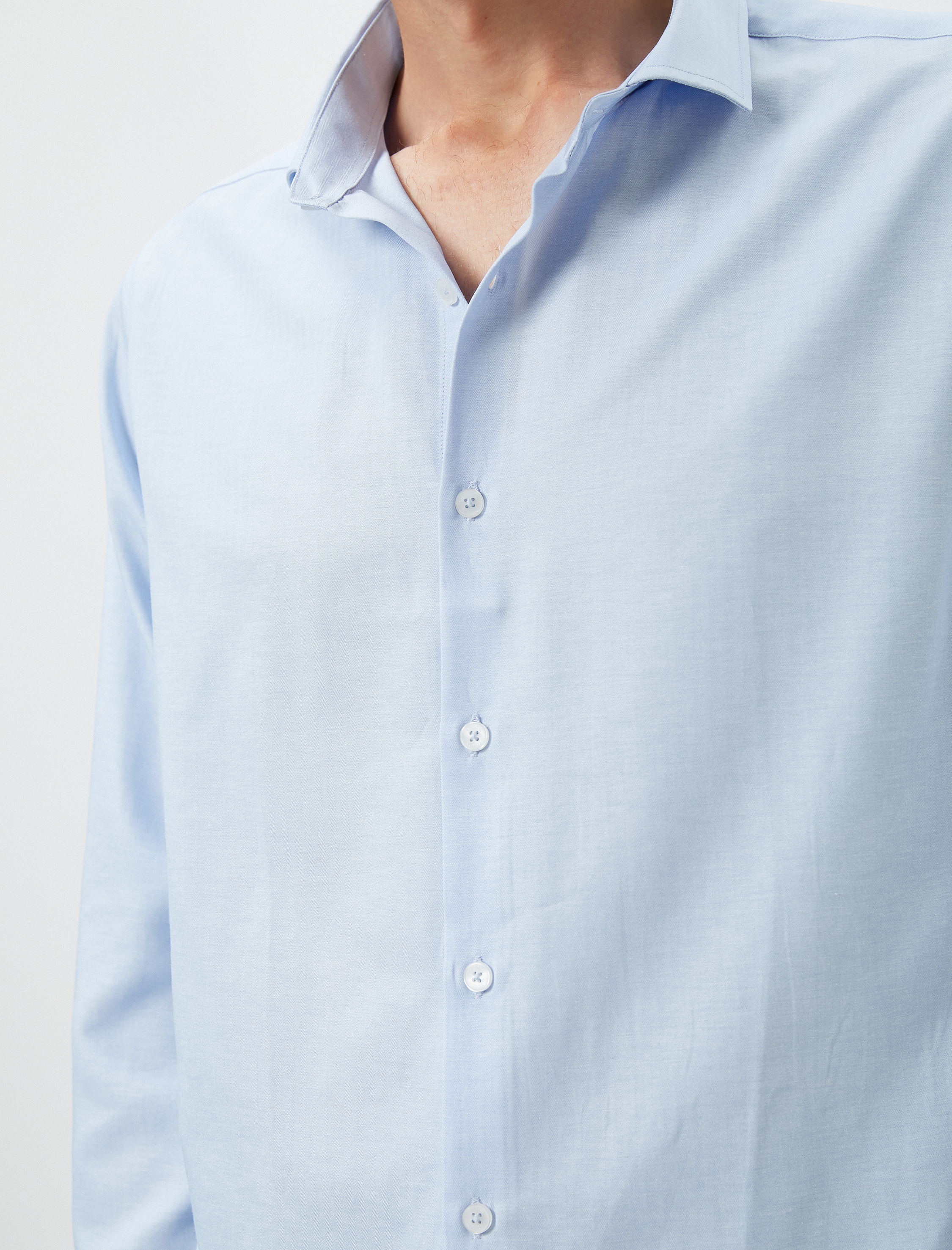   Klasik Gömlek Manşet Yaka Uzun Kollu Düğmeli Non Iron