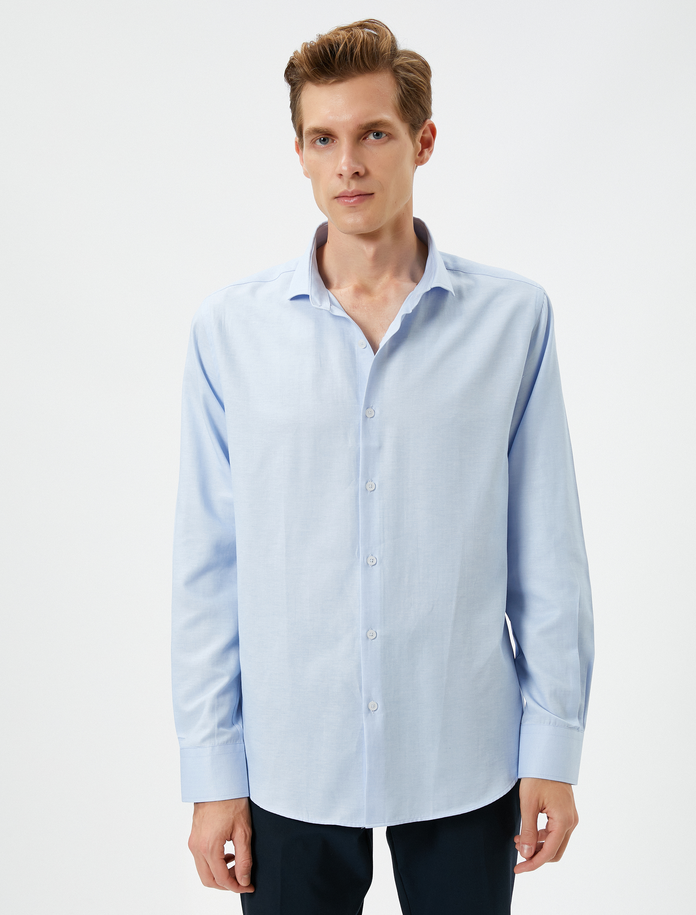   Klasik Gömlek Manşet Yaka Uzun Kollu Düğmeli Non Iron