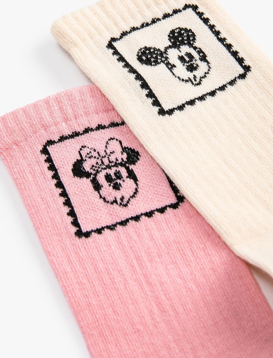  Kız Çocuk Mickey ve Minnie Mouse Çorap Seti Lisanslı 2’li